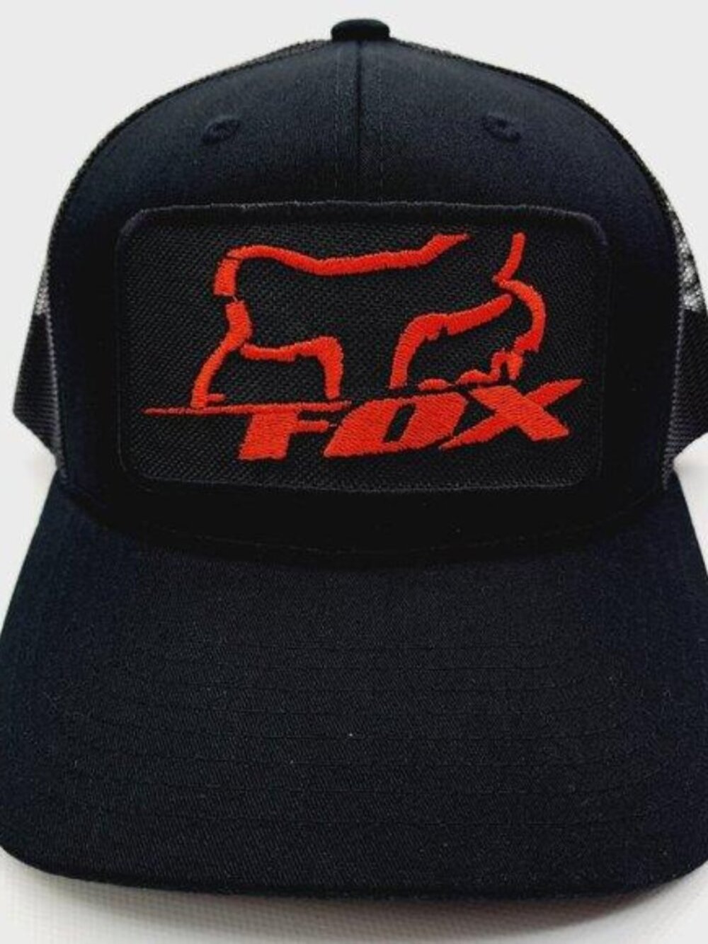Fox Racing Richardson 112 Trucker Hat USA Embroidered Patch Red Black Snapback